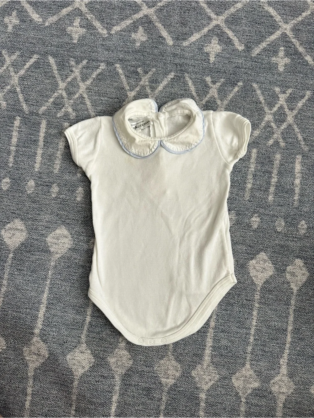Bergdorf Goodman, Made it Italy, White Baby Onesie with Peter Pan Collar